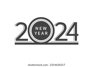 Diseño de texto del logo de Año Nuevo 2024. Ilustración del vector