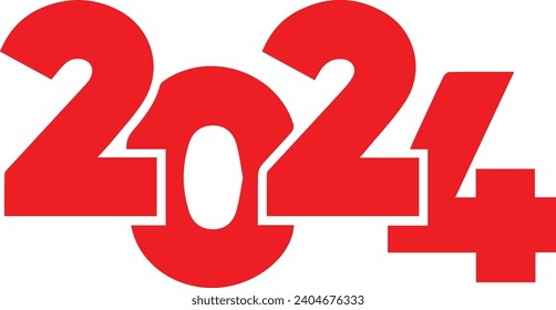 2024 new year logo text design. 2024 number design template. Calendar simple icon