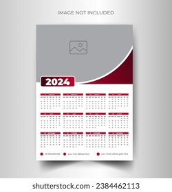 2024 new year modern business wall calendar template design