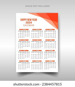 2024 new year modern colorful business wall calendar design template