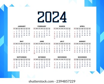 2024 new year modern geometric calendar design vector