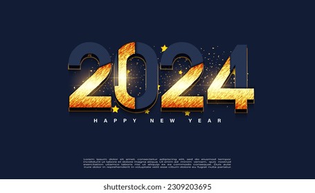 2024 new year with number concept combined shiny texture and light, new year 2024 celebration.