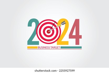 2024 New Year numbers with business target colorful banner. Cover of business diary for 2024 with wishes.