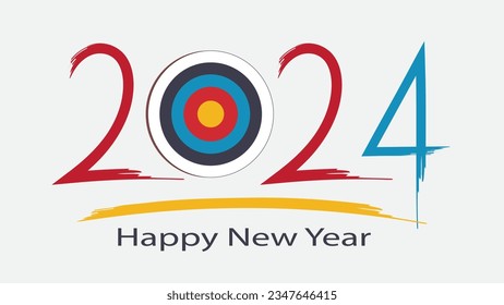 2024 New Year numbers with business target colorful banner. Cover of business diary for 2024 with wishes.