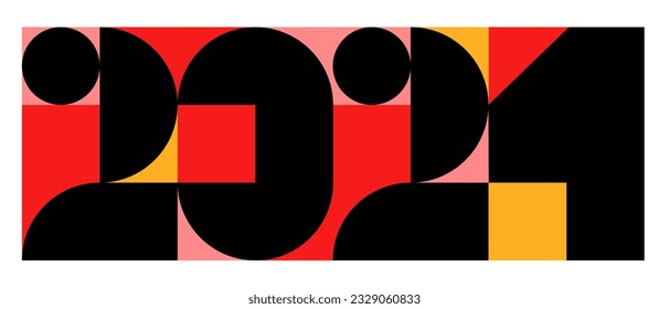 2024 New Year numbers. Geometric numbers style. Design for calendar, greeting card, poster, cover, business print.