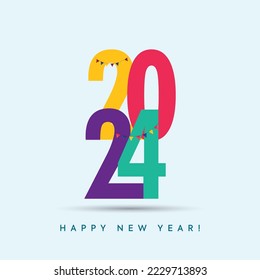 2024 new year. 2024 New Year numbers with gradient colorful banner. 2024 Happy New Year logo text design for facebook post. Number design template. Greeting poster template. Happy New Year post.