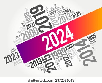 2024 New Year and previous years word cloud collage