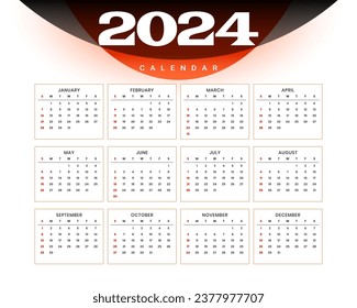 2024 new year printable calendar template manage events vector