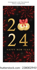 2024 new year social media story template design
