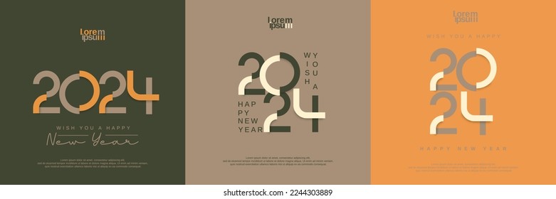 2024 new year square template with letter logo concept for calendar, poster, flyer, banner and media post template