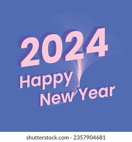 2024 new year square template with letter logo concept for calendar, poster, flyer, banner and media post template.2024 typography symbol Happy New Year. Vector illustration with labels trendy and fas