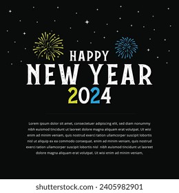 2024 New Year square template  poster, flyer, banner, and media post template