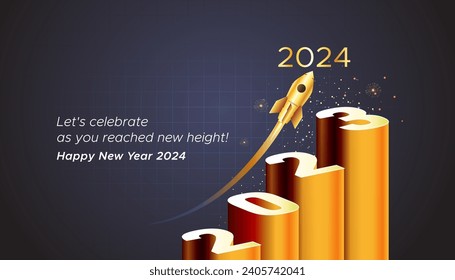 2024 New Year target and goals concept. Strategy determination and Success In Business finance. Stock market background.