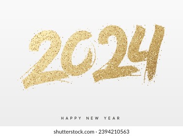 2024 New Year. Text golden with bright sparkles. vector illustration