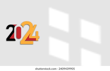 2024 new year text with shadow on grey background. Vector illustration.