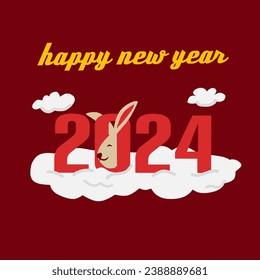 2024 nuevo año tema rojo color de fondo ilustración de diseño vector adecuado para símbolo, icono, celebración de año nuevo 