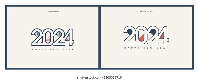 Año nuevo 2024 con un concepto de número de celebración diferente y único. Celebración del año nuevo 2024.