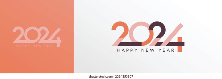 2024 new year typeface logo. Happy new year 2024 symbol for calendar, banner, poster and social media post template concept