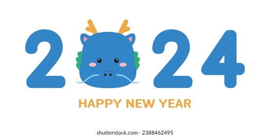 2024 New Year typography design with cute dragon character. 2024 is called the ‘Year of the Dragon’ in Asia and Korea.