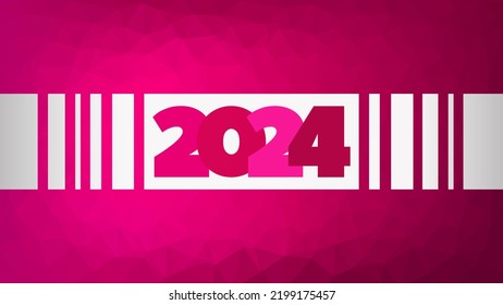 2024 neues Jahr Vektorsymbol. rosafarbener Low-Poly-Hintergrund. Element für Business, Web-Design, Infografik, Veranstaltung, Feiern, Glückwunsch, Seite, Präsentation, Kalender, Winterurlaub
