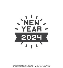 2024 New Year vector icon. filled flat sign for mobile concept and web design. New Year greeting glyph icon. Symbol, logo illustration. Vector graphics