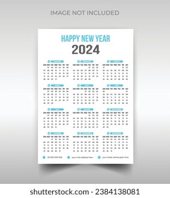 2024 New year wall calendar design template