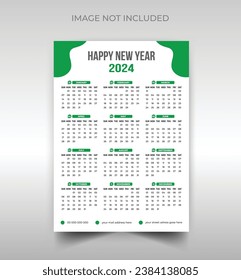 2024 New year wall calendar design template