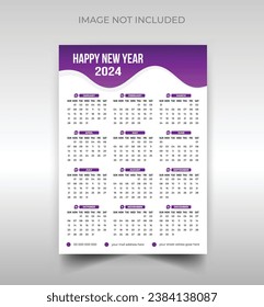 2024 New year wall calendar design template