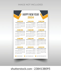 2024 New year wall calendar design template