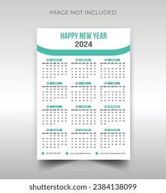 2024 New year wall calendar design template