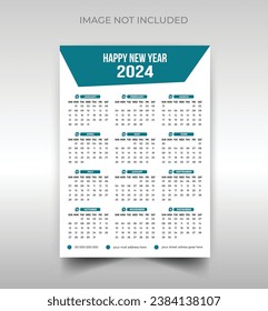 2024 New year wall calendar design template