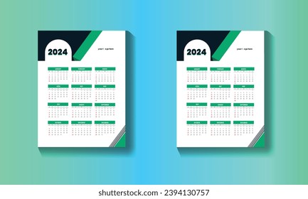 2024 new year wall calendar design print template