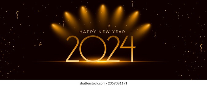 2024 new year wishes wallpaper with spot light effect vector