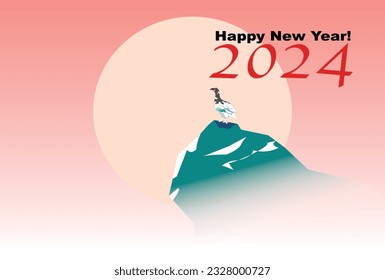 2024 New Year's card, first sunrise and Thunderbird svg