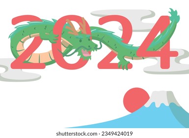 2024 New Year's card. Greeting card. Year of the dragon. Vector illustration.