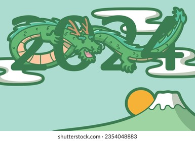 2024 New Year's card. Greeting card. Year of the dragon. Vector illustration.
