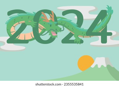 2024 New Year's card. Greeting card. Year of the dragon. Vector illustration.