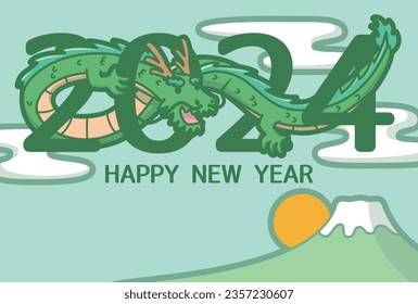 2024 New Year's card. Greeting card. Year of the dragon. Vector illustration.