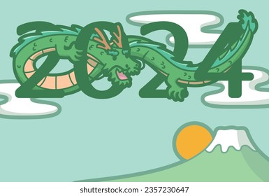 2024 New Year's card. Greeting card. Year of the dragon. Vector illustration.