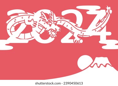 2024 New Year's card. Greeting card. Year of the dragon. Vector illustration.