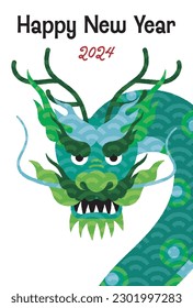 2024 New Year's card illustration for the year of the dragon