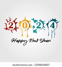 2024 New Years Card Template With Abstract Background. Happy New Year 2024 vector.