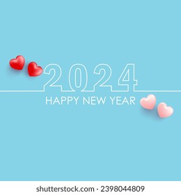 2024 New Years Card Template With Abstract Background. Happy New Year 2024 vector.