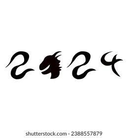 2024 New Year's number symbol with a dragon in it.