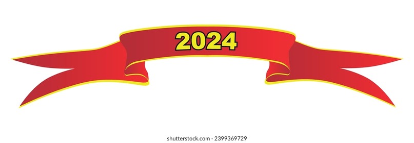 A 2024 New Years red and gold banner set over a green background