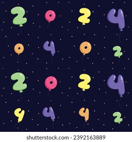 2024 number balloon vector design for party new year celebration festival