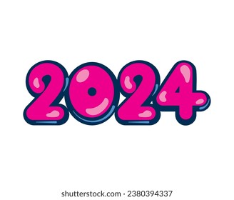 Vector de ilustración de diseño de burbuja numérica de 2024