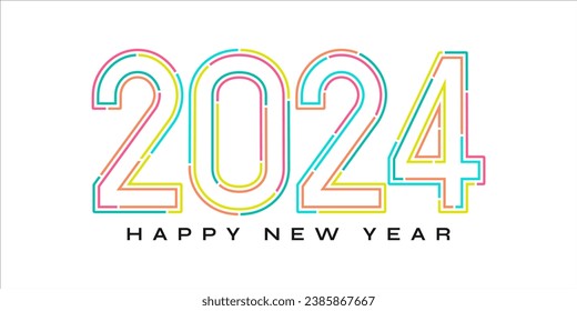 2024 number design. 2024 Happy New Year logo text design. Vector illustration logo for template, diaries, notebooks, calendars.