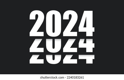 plantilla de diseño de números 2024. Símbolo del año nuevo feliz 2024. Ilustración vectorial.