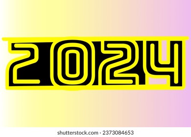 2024 number design template. 2024 Happy New Year logo text design